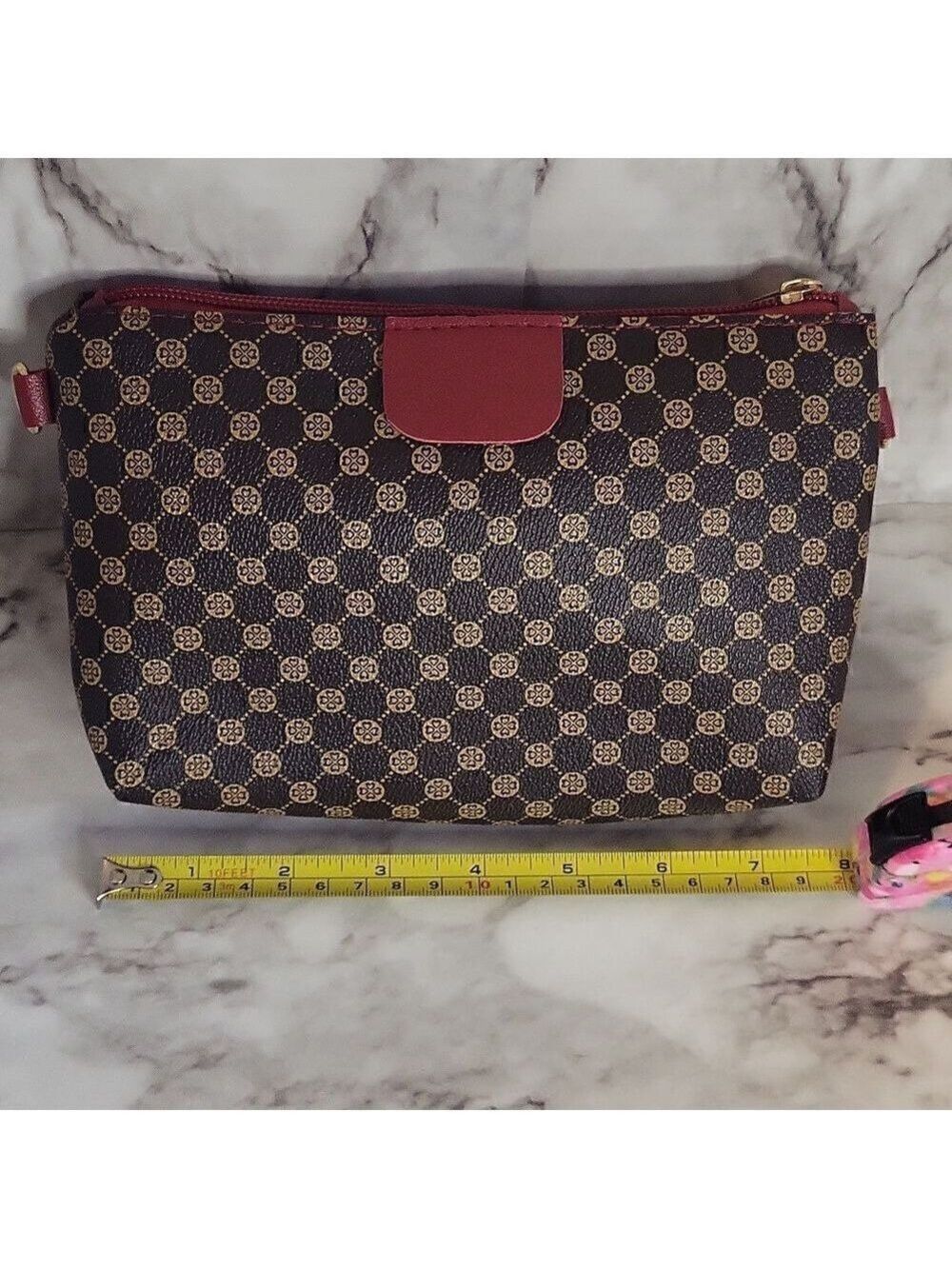 Mini Vegan Leather Print Monogram Square Zipper Crossbody - Picture 10 of 17